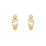 2CTW Oval Shaped Lab Grown Diamond (F/VS) Solitaire Huggie Earrings in 14K Gold