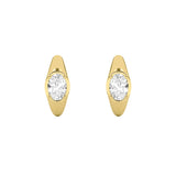 2CTW Oval Shaped Lab Grown Diamond (F/VS) Solitaire Huggie Earrings in 14K Gold