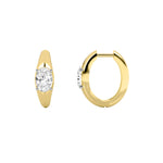 2CTW Oval Shaped Lab Grown Diamond (F/VS) Huggie Earrings in 14K Gold