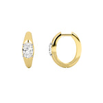 2CTW Oval Shaped Lab Grown Diamond (F/VS) Huggie Earrings in 14K Gold