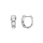 2.5CTW Emerald Shaped Lab Grown Diamond (F/VS) Three Stone Huggie Earrings in 14K Gold
