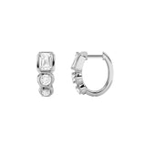 2.5CTW Emerald Shaped Lab Grown Diamond (F/VS) Three Stone Huggie Earrings in 14K Gold