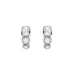 2.5CTW Emerald Shaped Lab Grown Diamond (F/VS) Three Stone Huggie Earrings in 14K Gold