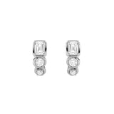2.5CTW Emerald Shaped Lab Grown Diamond (F/VS) Three Stone Huggie Earrings in 14K Gold