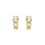 2.5CTW Emerald Shaped Lab Grown Diamond (F/VS) Three Stone Huggie Earrings in 14K Gold