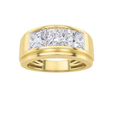 3CTW Princess Shaped Lab Grown Diamond (F/VS) Three Stone Channel Set Mens Ring in 14K Gold