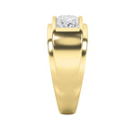3CTW Princess Shaped Lab Grown Diamond (F/VS) Three Stone Channel Set Mens Ring in 14K Gold