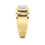 3CTW Princess Shaped Lab Grown Diamond (F/VS) Three Stone Channel Set Mens Ring in 14K Gold