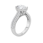 2CTW Oval Shaped Lab Grown Diamond (F/VS) Two Row Fancy Accented Engagement Ring in 14K Gold