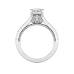 2CTW Oval Shaped Lab Grown Diamond (F/VS) Two Row Fancy Accented Engagement Ring in 14K Gold