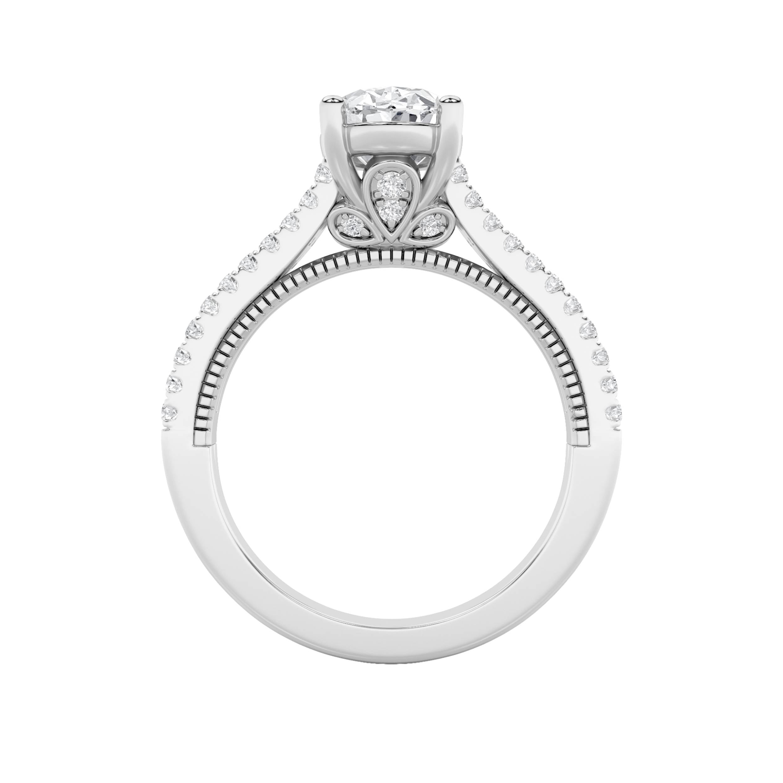 2CTW Oval Shaped Lab Grown Diamond (F/VS) Two Row Fancy Accented Engagement Ring in 14K Gold