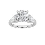 2CTW Round Shaped Lab Grown Diamond (F/VS) Accented Three Stone Ring in 14K Gold