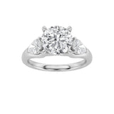 2CTW Round Shaped Lab Grown Diamond (F/VS) Accented Three Stone Ring in 14K Gold