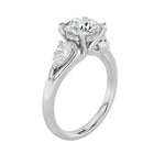2CTW Round Shaped Lab Grown Diamond (F/VS) Accented Three Stone Ring in 14K Gold