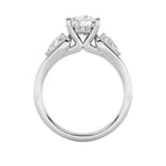 2CTW Round Shaped Lab Grown Diamond (F/VS) Accented Three Stone Ring in 14K Gold