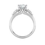2CTW Round Shaped Lab Grown Diamond (F/VS) Accented Three Stone Ring in 14K Gold