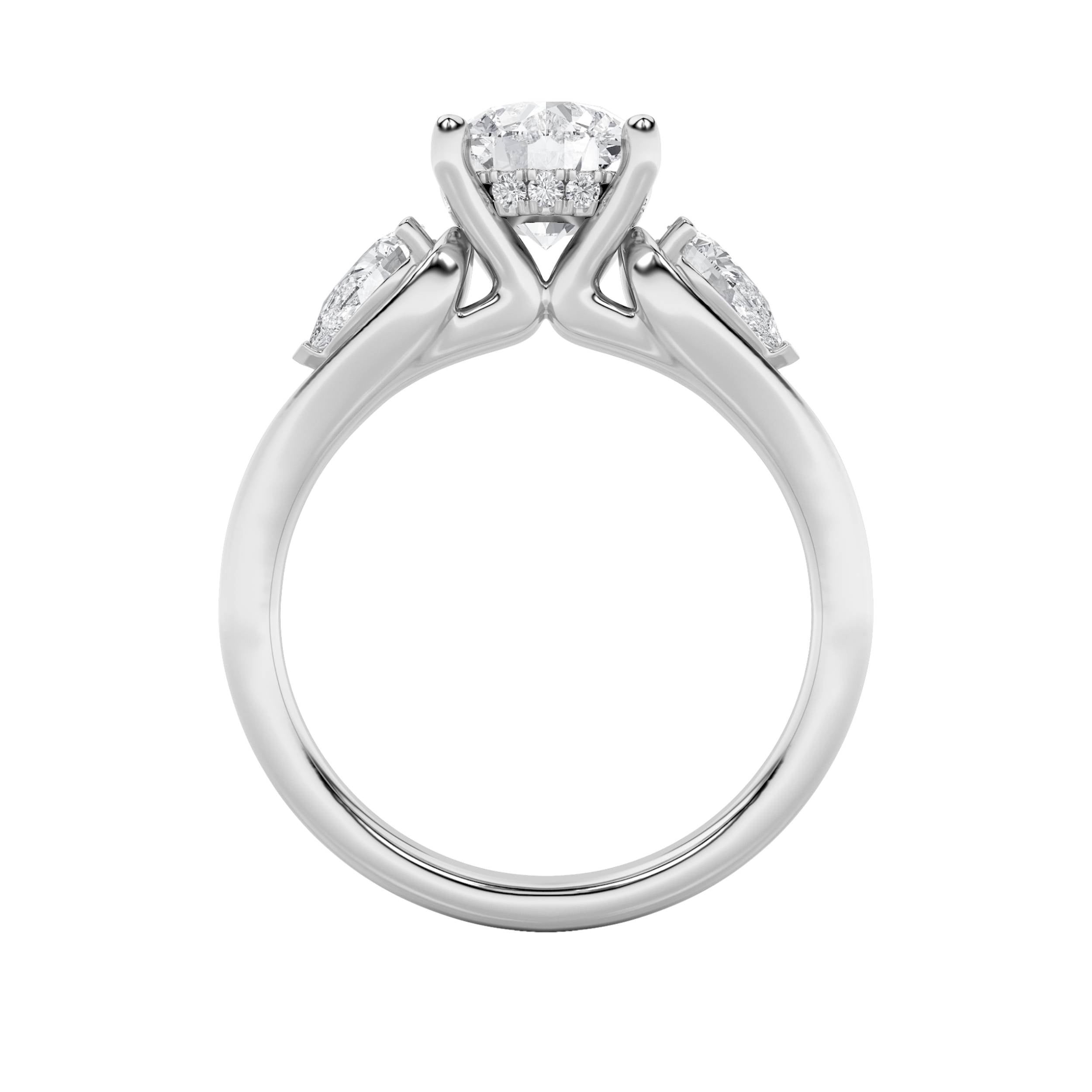 2CTW Round Shaped Lab Grown Diamond (F/VS) Accented Three Stone Ring in 14K Gold