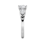 2CTW Round Shaped Lab Grown Diamond (F/VS) Accented Three Stone Ring in 14K Gold