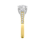 3CTW Round Shaped Lab Grown Diamond (F/VS) Accented Three Stone Ring in 14K Gold