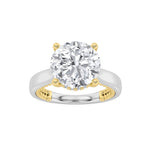 3.5CTW Round Shaped Lab Grown Diamond (F/VS) Hidden Halo Two Tone Engagement Ring in 14K Gold