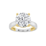 3.5CTW Round Shaped Lab Grown Diamond (F/VS) Hidden Halo Two Tone Engagement Ring in 14K Gold