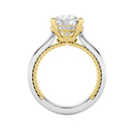 3.5CTW Round Shaped Lab Grown Diamond (F/VS) Hidden Halo Two Tone Engagement Ring in 14K Gold