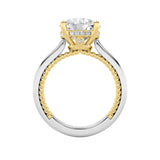 3.5CTW Round Shaped Lab Grown Diamond (F/VS) Hidden Halo Two Tone Engagement Ring in 14K Gold