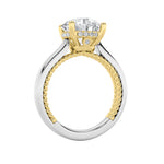 3.5CTW Round Shaped Lab Grown Diamond (F/VS) Hidden Halo Two Tone Engagement Ring in 14K Gold