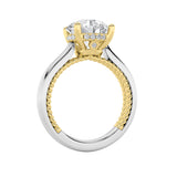 3.5CTW Round Shaped Lab Grown Diamond (F/VS) Hidden Halo Two Tone Engagement Ring in 14K Gold