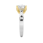 3.5CTW Round Shaped Lab Grown Diamond (F/VS) Hidden Halo Two Tone Engagement Ring in 14K Gold
