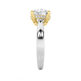 3.5CTW Round Shaped Lab Grown Diamond (F/VS) Hidden Halo Two Tone Engagement Ring in 14K Gold