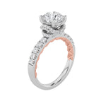 2CTW Round Shaped Lab Grown Diamond (F/VS) Two Tone Accented Fancy Engagement Ring in 14K Gold