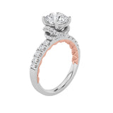 2CTW Round Shaped Lab Grown Diamond (F/VS) Two Tone Accented Fancy Engagement Ring in 14K Gold