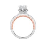 2CTW Round Shaped Lab Grown Diamond (F/VS) Two Tone Accented Fancy Engagement Ring in 14K Gold