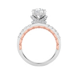 2CTW Round Shaped Lab Grown Diamond (F/VS) Two Tone Accented Fancy Engagement Ring in 14K Gold