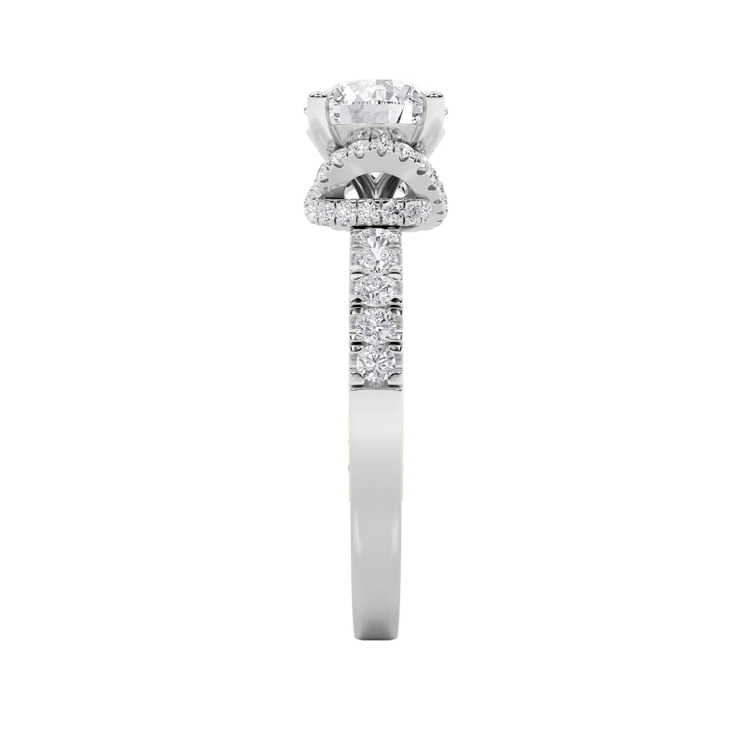 2CTW Round Shaped Lab Grown Diamond (F/VS) Two Tone Accented Fancy Engagement Ring in 14K Gold
