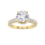 2CTW Round Shaped Lab Grown Diamond (F/VS) Two Tone Accented Fancy Engagement Ring in 14K Gold