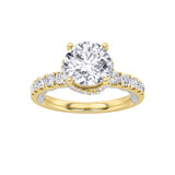 2CTW Round Shaped Lab Grown Diamond (F/VS) Two Tone Accented Fancy Engagement Ring in 14K Gold