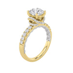 2CTW Round Shaped Lab Grown Diamond (F/VS) Two Tone Accented Fancy Engagement Ring in 14K Gold