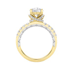 2CTW Round Shaped Lab Grown Diamond (F/VS) Two Tone Accented Fancy Engagement Ring in 14K Gold