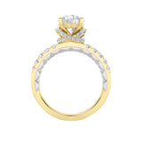 2CTW Round Shaped Lab Grown Diamond (F/VS) Two Tone Accented Fancy Engagement Ring in 14K Gold