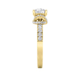 2CTW Round Shaped Lab Grown Diamond (F/VS) Two Tone Accented Fancy Engagement Ring in 14K Gold