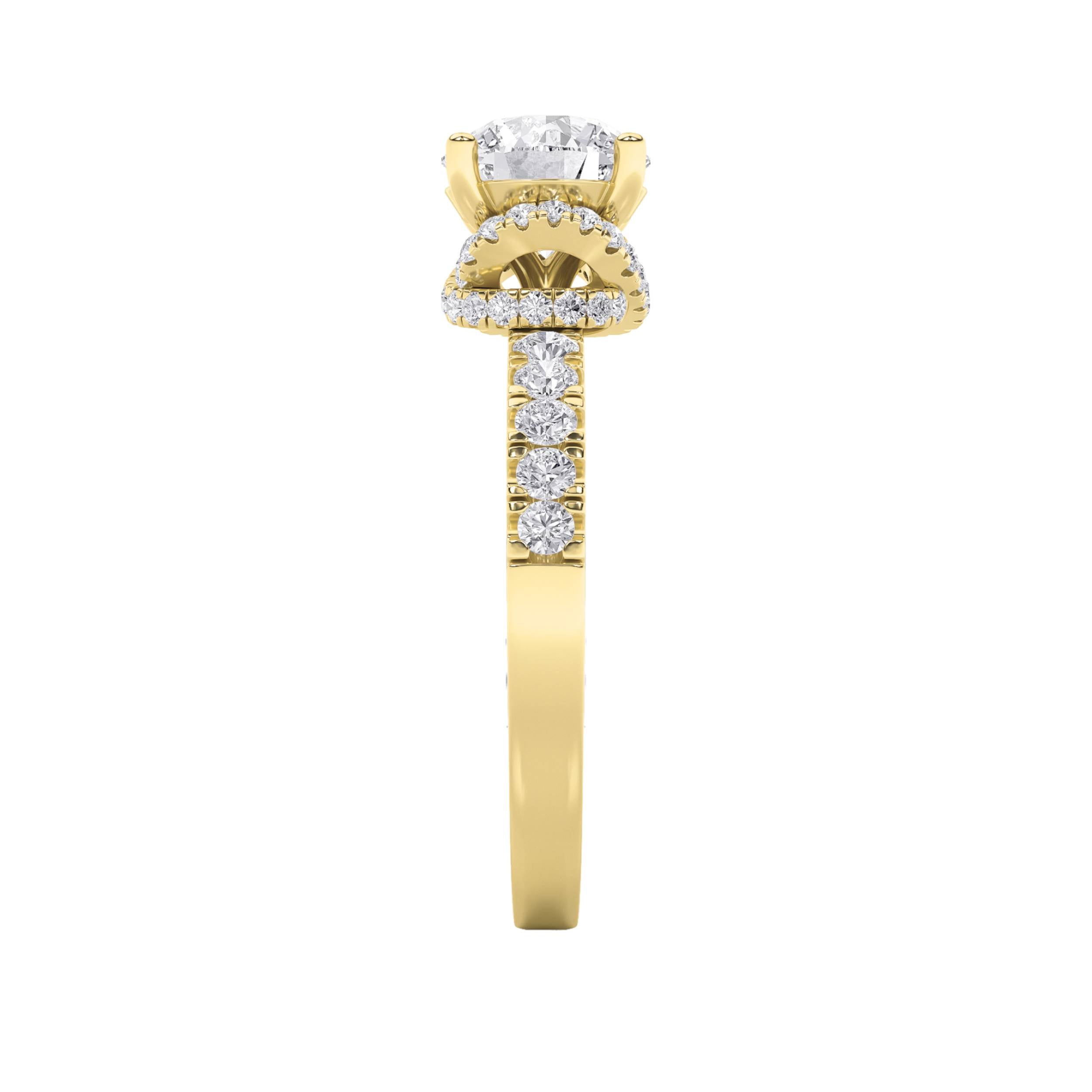2CTW Round Shaped Lab Grown Diamond (F/VS) Two Tone Accented Fancy Engagement Ring in 14K Gold
