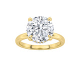 3.5CTW Round Shaped Lab Grown Diamond (F/VS) Classic Hidden Halo Solitaire Engagement Ring in 14K Gold