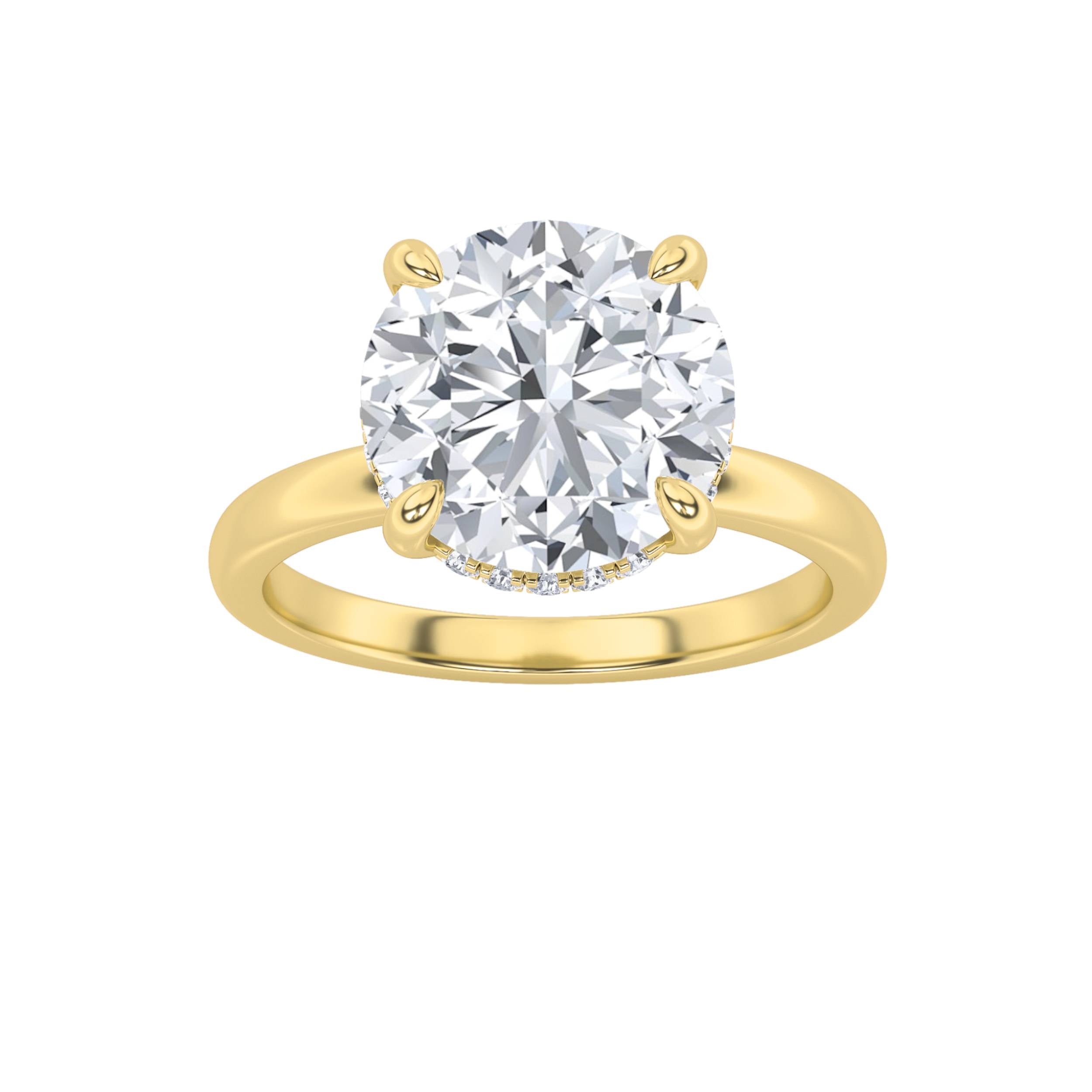 3.5CTW Round Shaped Lab Grown Diamond (F/VS) Classic Hidden Halo Solitaire Engagement Ring in 14K Gold