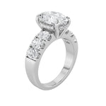 4CTW Oval Shaped Lab Grown Diamond (F/VS) Bold Accented Engagement  Ring in 14K Gold