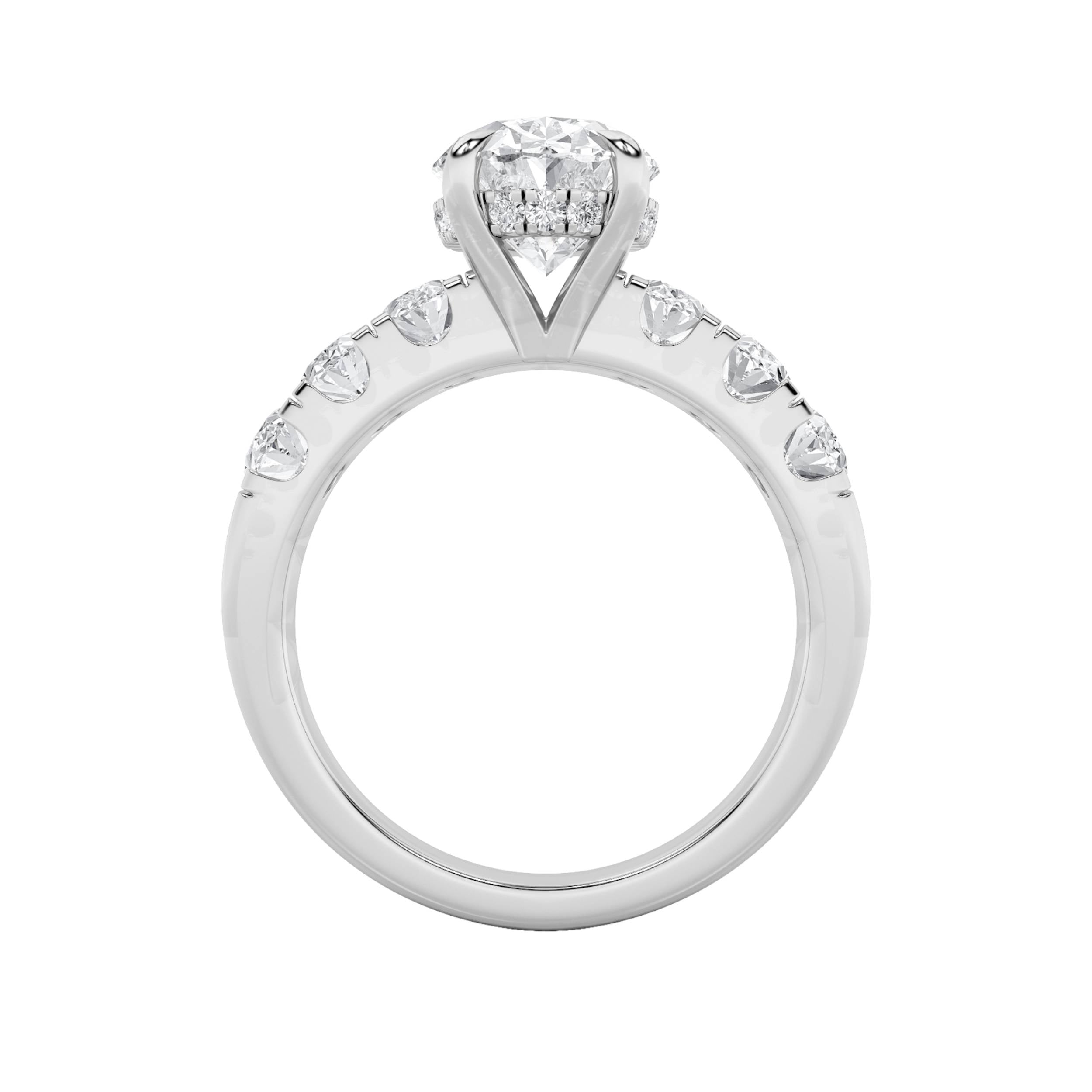 4CTW Oval Shaped Lab Grown Diamond (F/VS) Bold Accented Engagement  Ring in 14K Gold