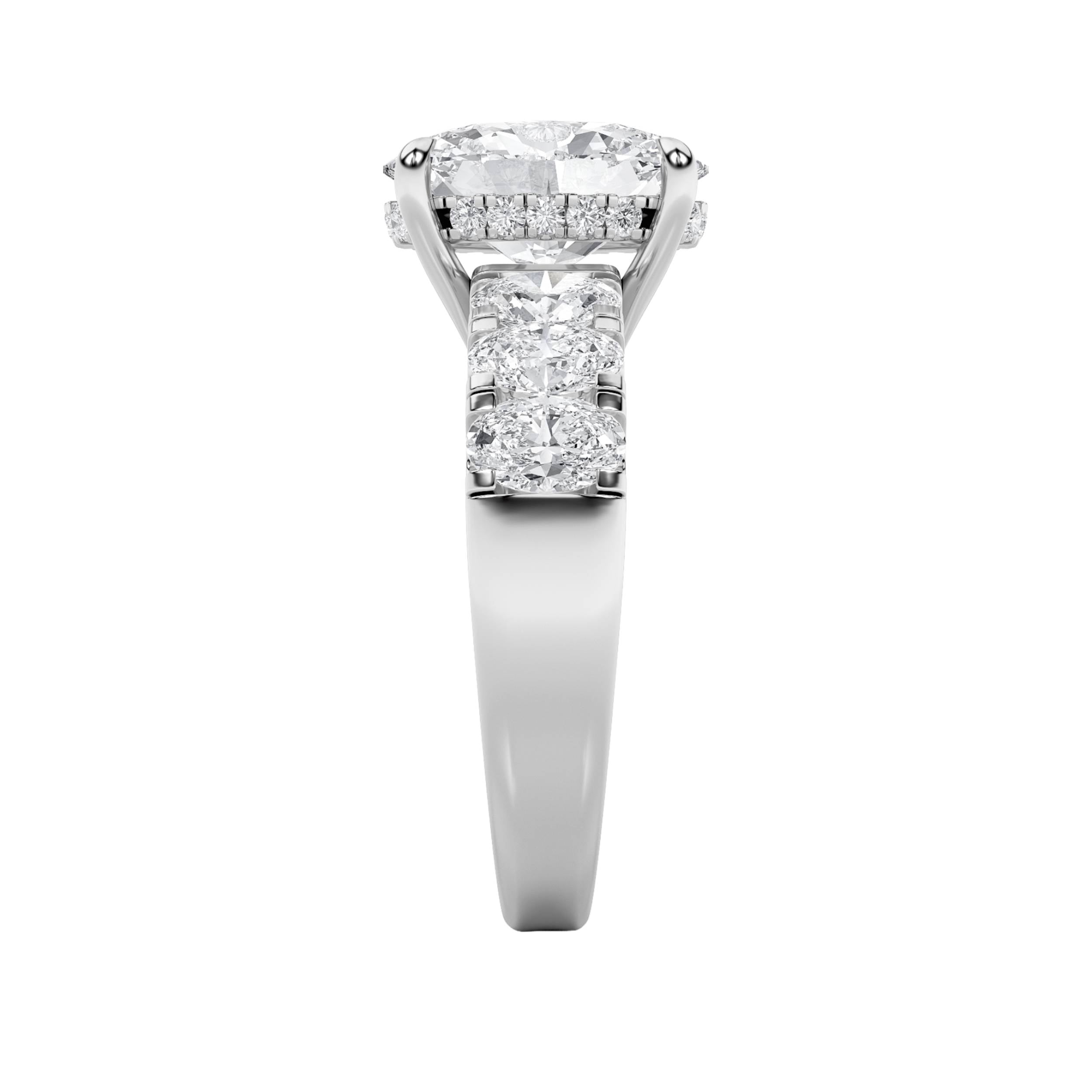 4CTW Oval Shaped Lab Grown Diamond (F/VS) Bold Accented Engagement  Ring in 14K Gold