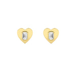 1CTW Emerald Shaped Lab Grown Diamond (F/VS) Heart Shaped Stud Earrings in 14K Gold