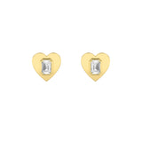 1CTW Emerald Shaped Lab Grown Diamond (F/VS) Heart Shaped Stud Earrings in 14K Gold